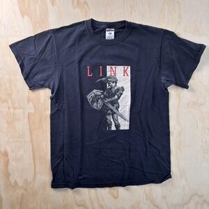 Legend‎ Of Zelda Link Shirt Mens Medium Black Graphic Tee T-Shirt Game Nintendo